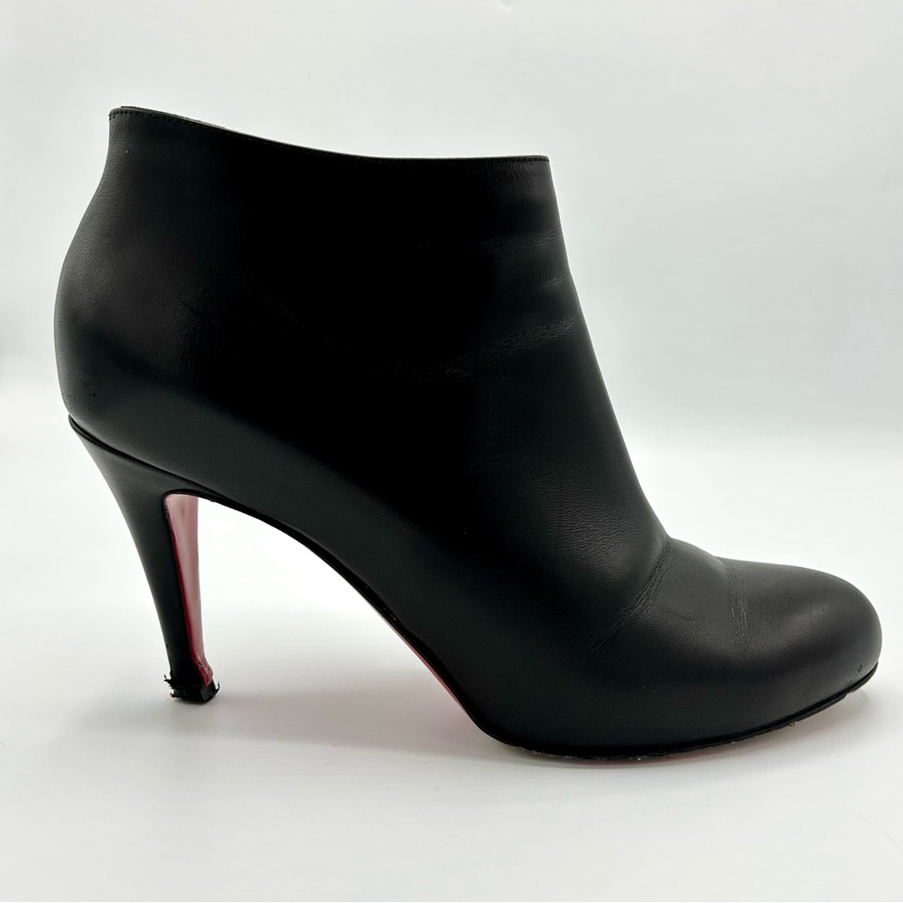 Christian Louboutin Belle 85 Calf Booties Heels Boots Leather Black 39.5